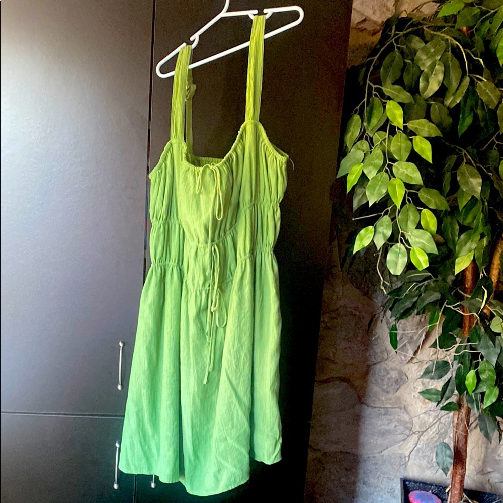 Abercrombie & Fitch Green Ruched Mini Sundress